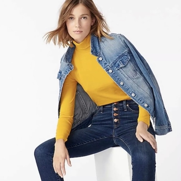 XXS 🔖 J. CREW tissue turtleneck  yellow mustard marigold NWT - Picture 1 of 6